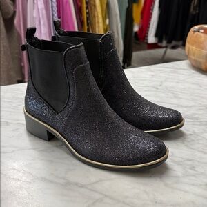 Kate Spade Navy Glitter Sedgewick Slip on Chelsea Rain Boot Size US10/11